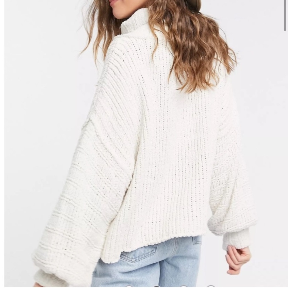 Free people chenille sweater Be Yours Cowl Neck Vanilla Bean color small - Picture 2 of 6